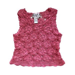 Pink Crochet Crop Tank Top